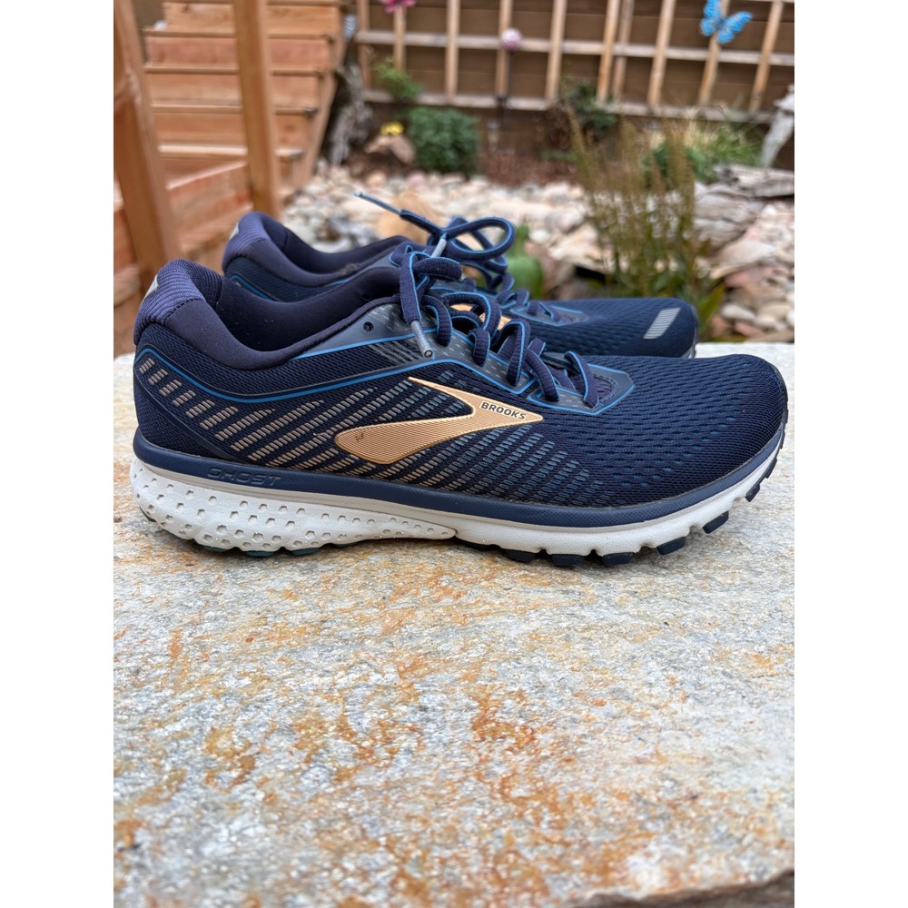 Brooks Ghost 12 Mens Running Shoes Navy Blue Gold 1103161D489 Size 8 D Medium